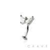 BUTTERFLY TEARDROP TOP 316L SURGICAL STEEL THREADLESS FLOATING BELLY BUTTON RING